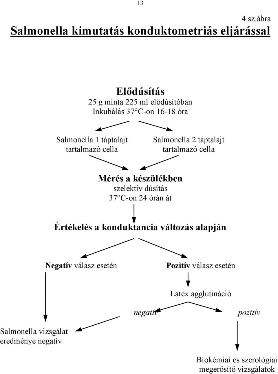 óra Salmonella 1 táptalajt tartalmazó cella Salmonella 2 táptalajt tartalmazó cella Mérés a készülékben szelektív