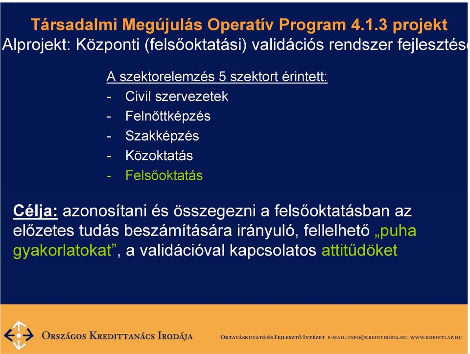 szektort érintett: - Civil szervezetek - Felnőttképzés - Szakképzés - Közoktatás - Felsőoktatás