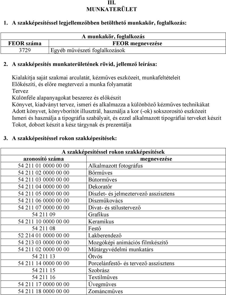 alapanyagokat beszerez és előkészít Könyvet, kiadványt tervez, ismeri és alkalmazza a különböző kézműves technikákat Adott könyvet, könyvborítót illusztrál, használja a kor (-ok) sokszorosító