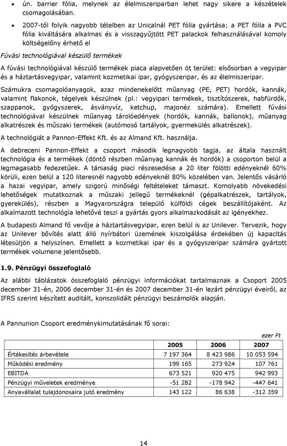 technológiával készülő termékek A fúvási technológiával készülő termékek piaca alapvetően öt terület: elsősorban a vegyipar és a háztartásvegyipar, valamint kozmetikai ipar, gyógyszeripar, és az