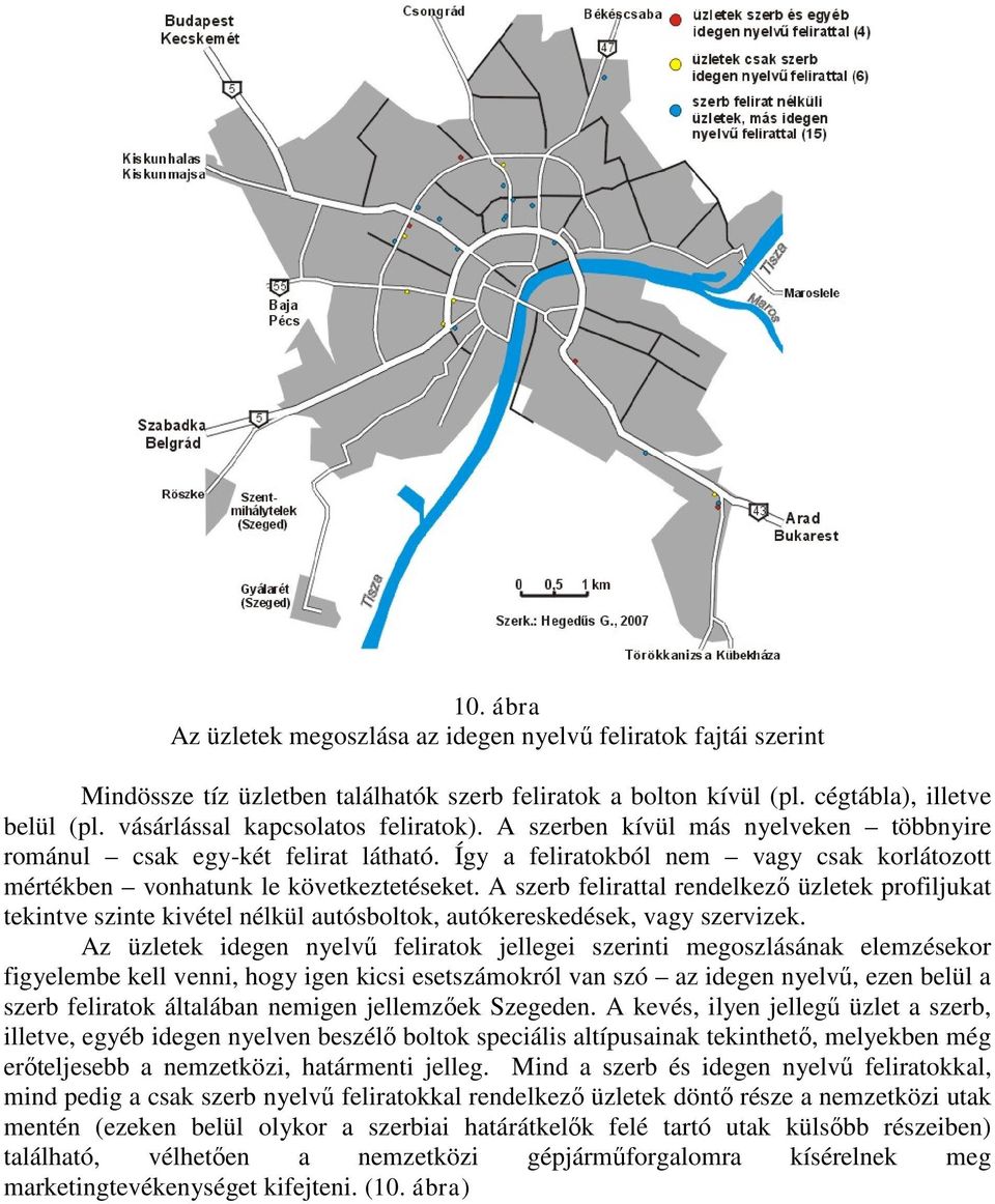 A szerb felirattal rendelkező üzletek profiljukat tekintve szinte kivétel nélkül autósboltok, autókereskedések, vagy szervizek.