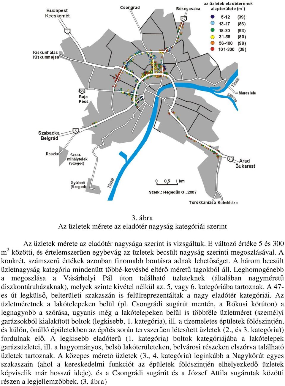 A három becsült üzletnagyság kategória mindenütt többé-kevésbé eltérő méretű tagokból áll.