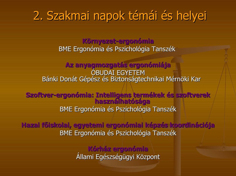 Intelligens termékek és szoftverek használhatósága BME Ergonómia és Pszichológia Tanszék Hazai főiskolai,