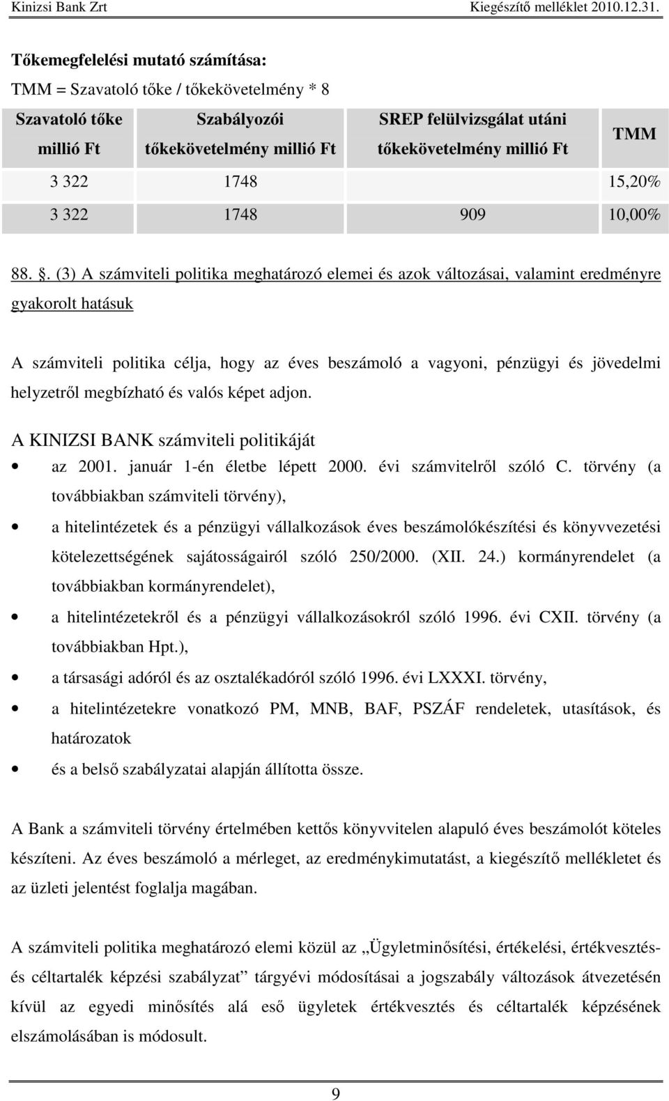 . (3) A számviteli politika meghatározó elemei és azok változásai, valamint eredményre gyakorolt hatásuk A számviteli politika célja, hogy az éves beszámoló a vagyoni, pénzügyi és jövedelmi helyzetrl