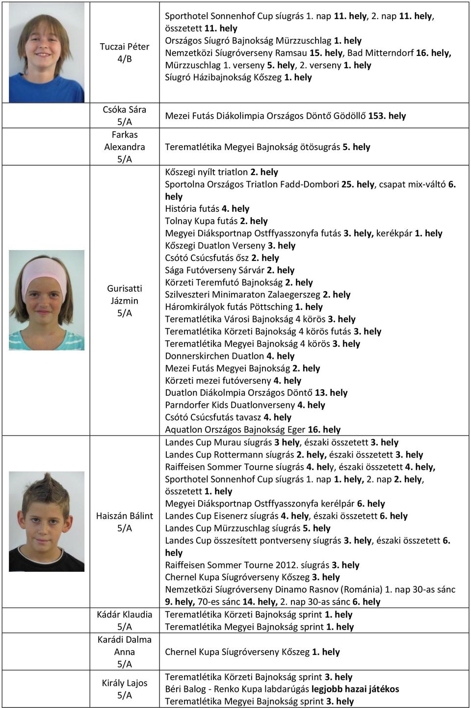 Csóka Sára Farkas Alexandra Gurisatti Jázmin Haiszán Bálint Kádár Klaudia Karádi Dalma Anna Király Lajos Mezei Futás Diákolimpia Országos Döntő Gödöllő 153. Terematlétika Megyei Bajnokság ötösugrás 5.