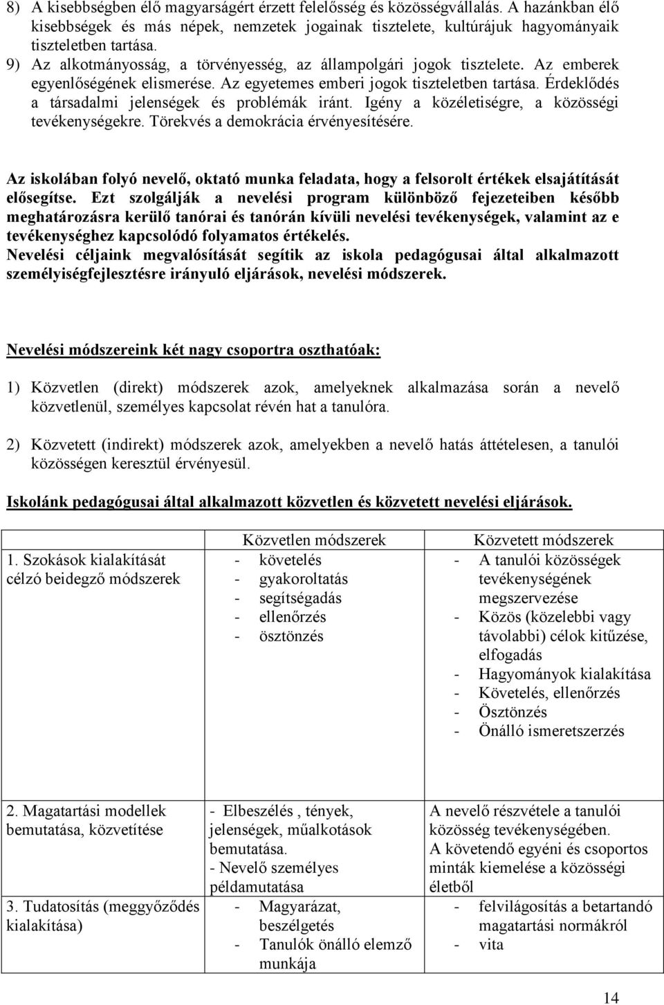 Érdeklődés a társadalmi jelenségek és problémák iránt. Igény a közéletiségre, a közösségi tevékenységekre. Törekvés a demokrácia érvényesítésére.