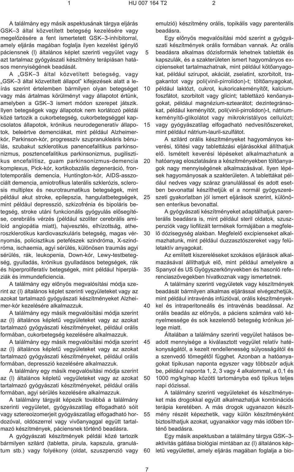 A GSK 3 által közvetített betegség vagy GSK 3 által közvetített állapot kifejezések alatt a leírás szerint értelemben bármilyen olyan betegséget vagy más ártalmas körülményt vagy állapotot értünk