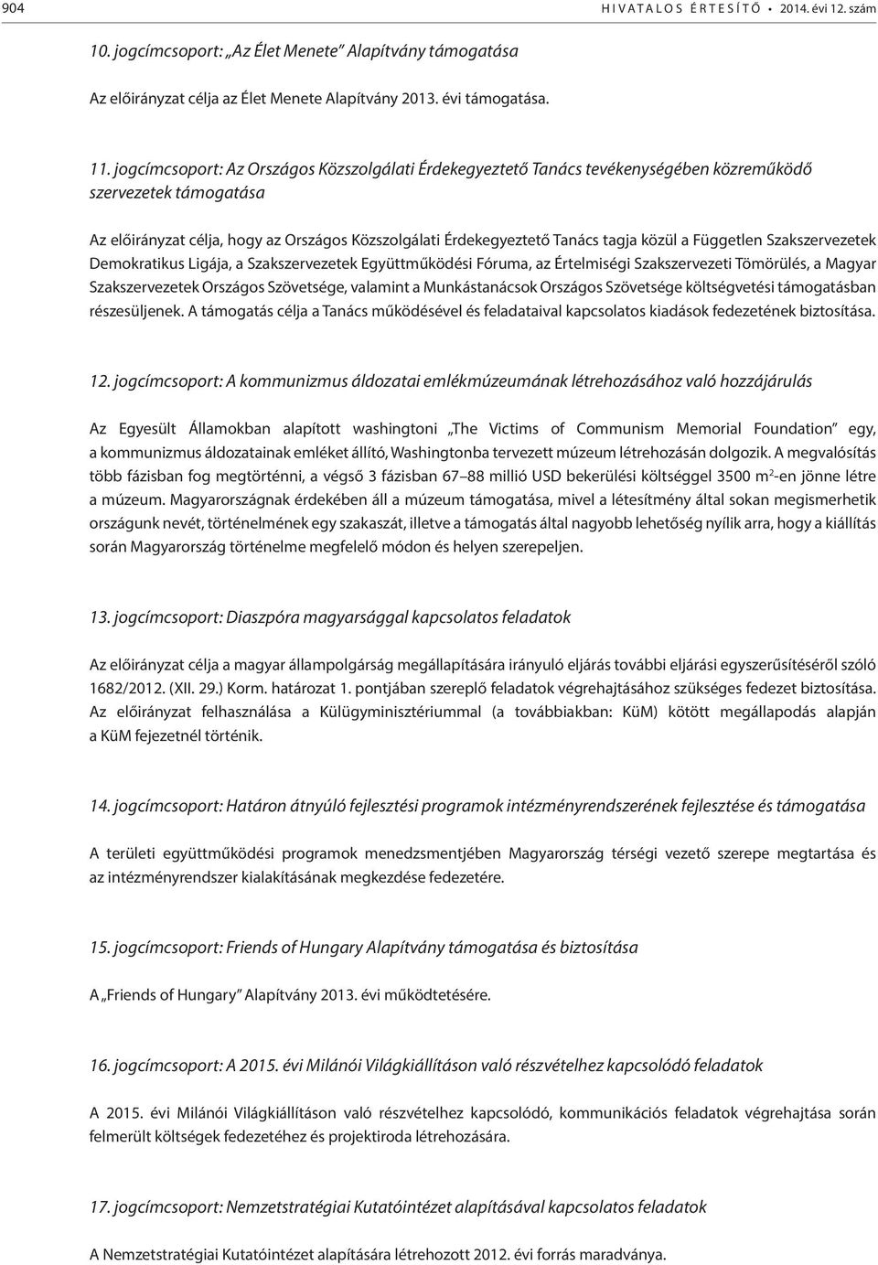 közül a Független Szakszervezetek Demokratikus Ligája, a Szakszervezetek Együttműködési Fóruma, az Értelmiségi Szakszervezeti Tömörülés, a Magyar Szakszervezetek Országos Szövetsége, valamint a