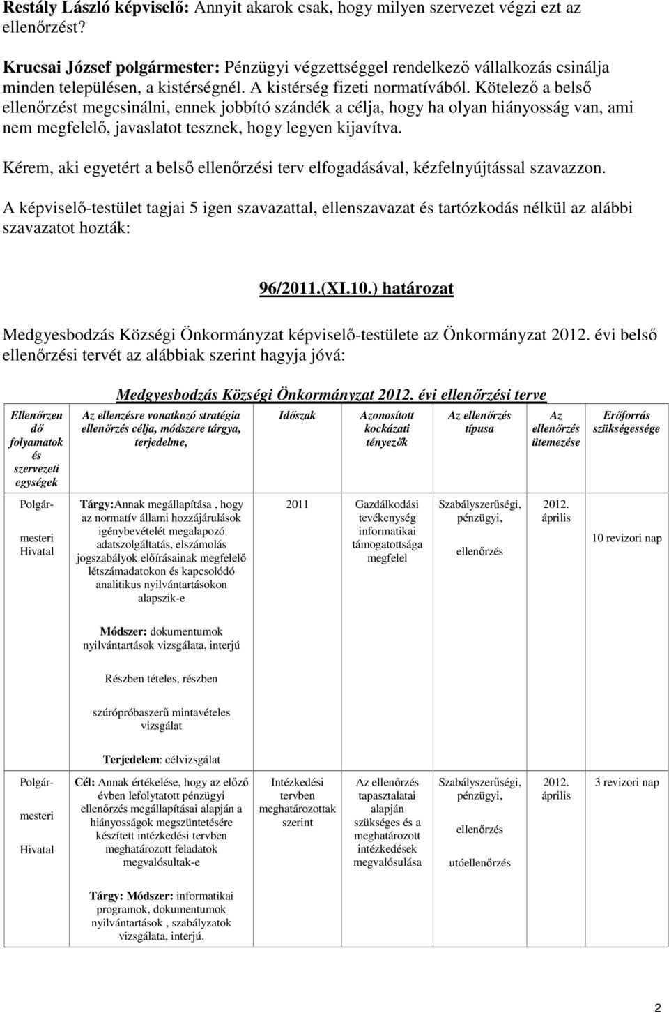 Kötelezı a belsı ellenırzést megcsinálni, ennek jobbító szándék a célja, hogy ha olyan hiányosság van, ami nem megfelelı, javaslatot tesznek, hogy legyen kijavítva.