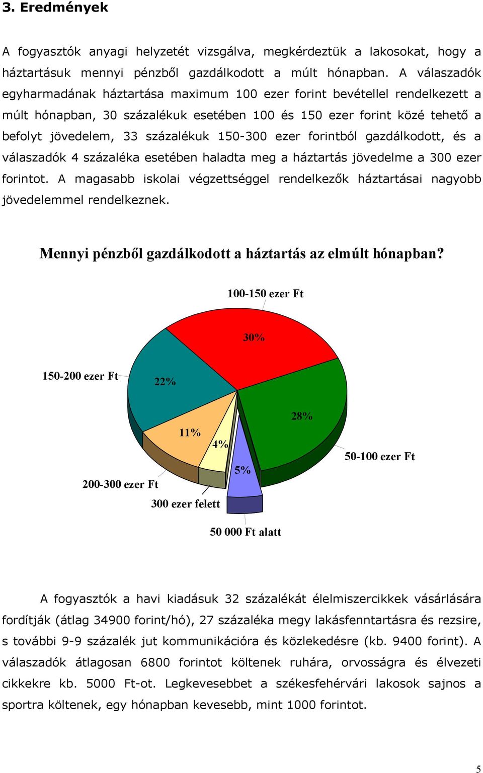 150-300 ezer forintból gazdálkodott, és a válaszadók 4 százaléka esetében haladta meg a háztartás jövedelme a 300 ezer forintot.