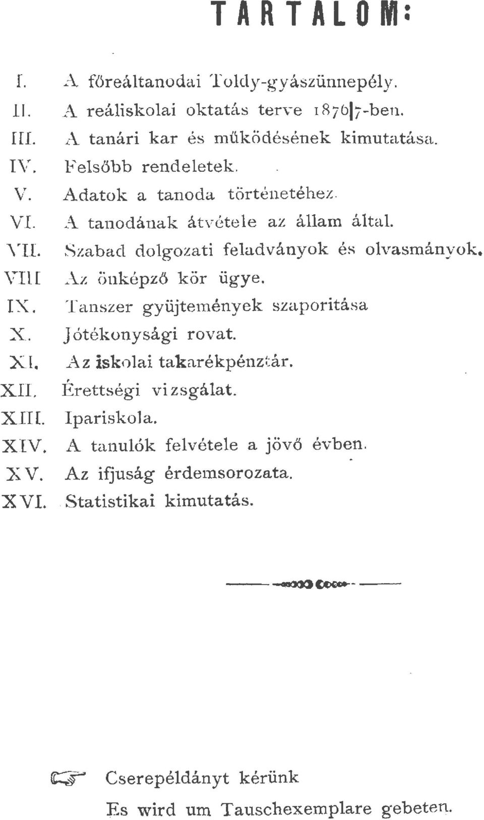 tanoeának átvétee az áam áta. Szabad dogozati feadványok és ovasmányok..:\.z önképzö kör ügye. Tanszer gyüjte1nények szaporitása Jótékonysági rovat.