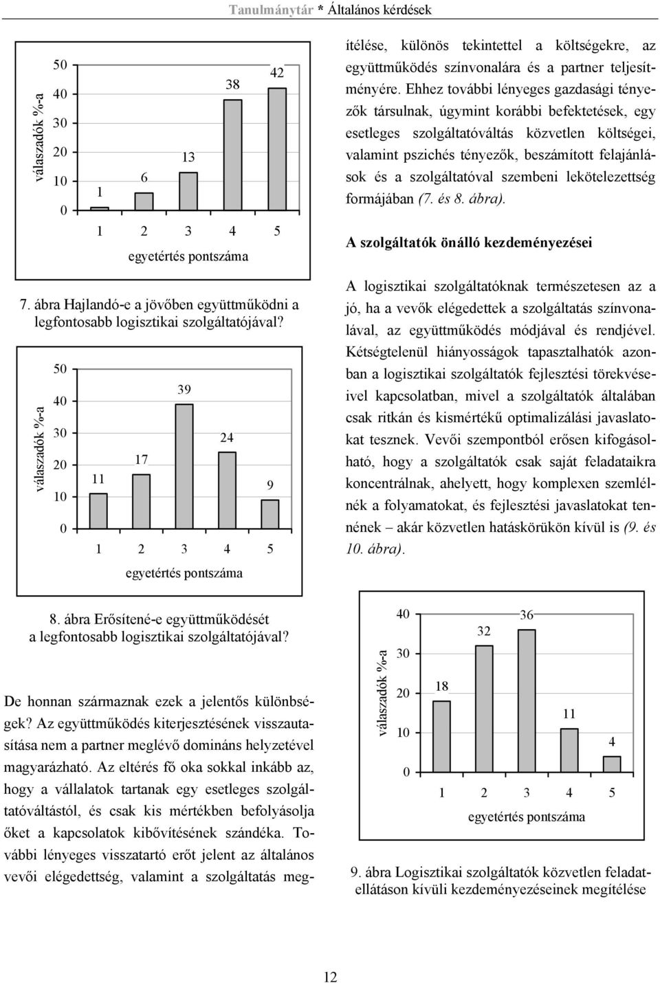 szolgáltatóval szembeni lekötelezettség formájában (7. és 8. ábra). 1 2 3 4 5 egyetértés pontszáma A szolgáltatók önálló kezdeményezései 7.