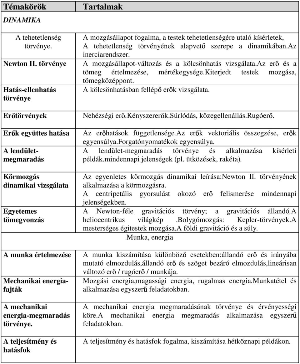 A mozgásállapot-változás és a kölcsönhatás vizsgálata.az er és a tömeg értelmezése, mértékegysége.kiterjedt testek mozgása, tömegközéppont. A kölcsönhatásban fellép er k vizsgálata.