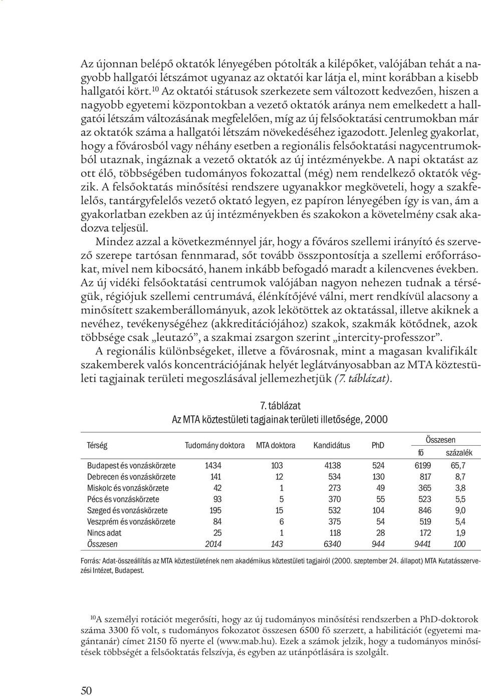 felsőoktatási centrumokban már az oktatók száma a hallgatói létszám növekedéséhez igazodott.