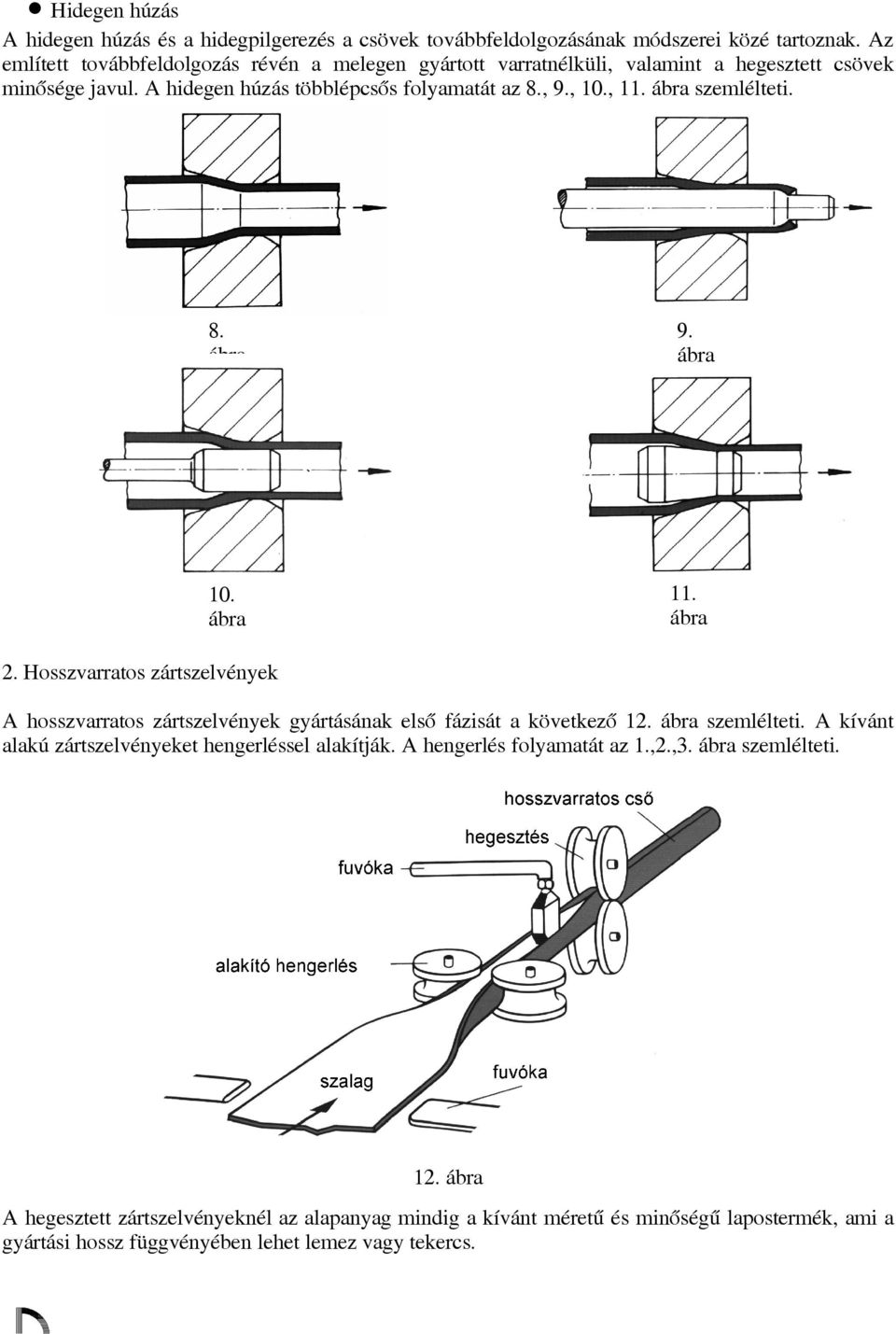 ábra zemlélteti. 8. ábra 9. ábra 10. ábra 11. ábra 2. Hozvarrato zártzelvények A hozvarrato zártzelvények gyártáának elő fáziát a következő 12. ábra zemlélteti.