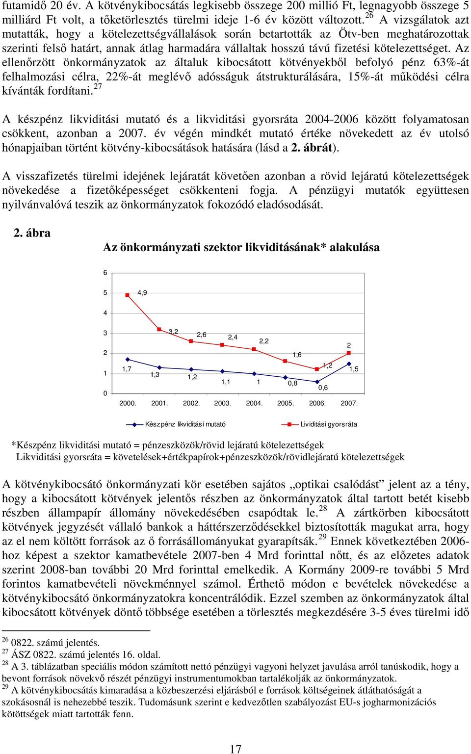 Az ellenőrzött önkormányzatok az általuk kibocsátott kötvényekből befolyó pénz 63%-át felhalmozási célra, 22%-át meglévő adósságuk átstrukturálására, 15%-át működési célra kívánták fordítani.