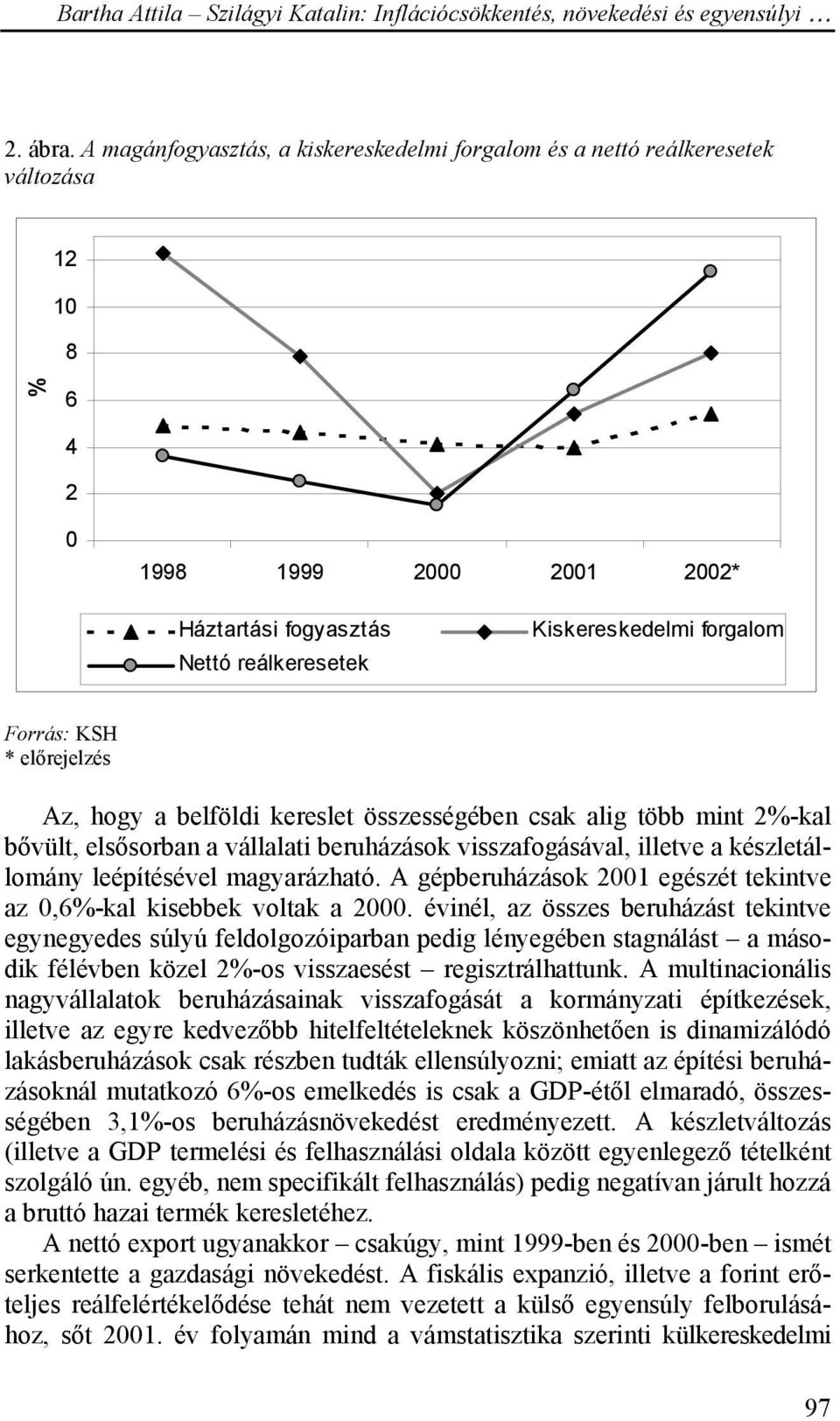 KSH * előrejelzés Az, hogy a belföldi kereslet összességében csak alig több mint 2%-kal bővült, elsősorban a vállalati beruházások visszafogásával, illetve a készletállomány leépítésével magyarázható.