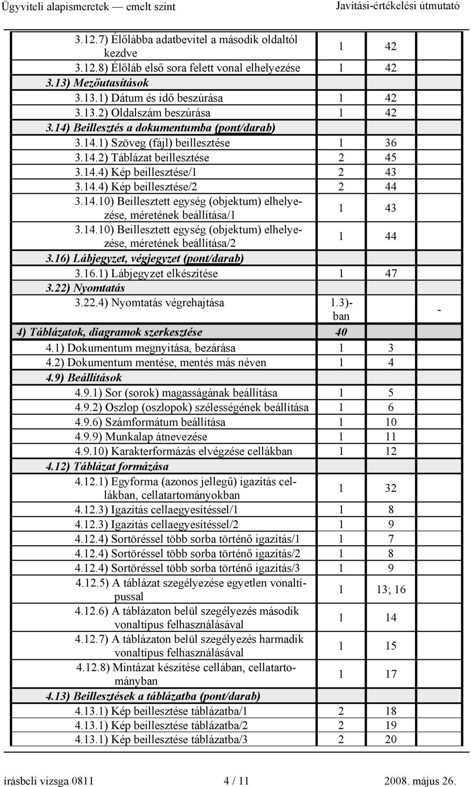 14.10) Beillesztett egység (objektum) elhelyezése, méretének beállítása/2 1 44 3.16) Lábjegyzet, végjegyzet (pont/darab) 3.16.1) Lábjegyzet elkészítése 1 47 3.22) Nyomtatás 3.22.4) Nyomtatás végrehajtása 1.