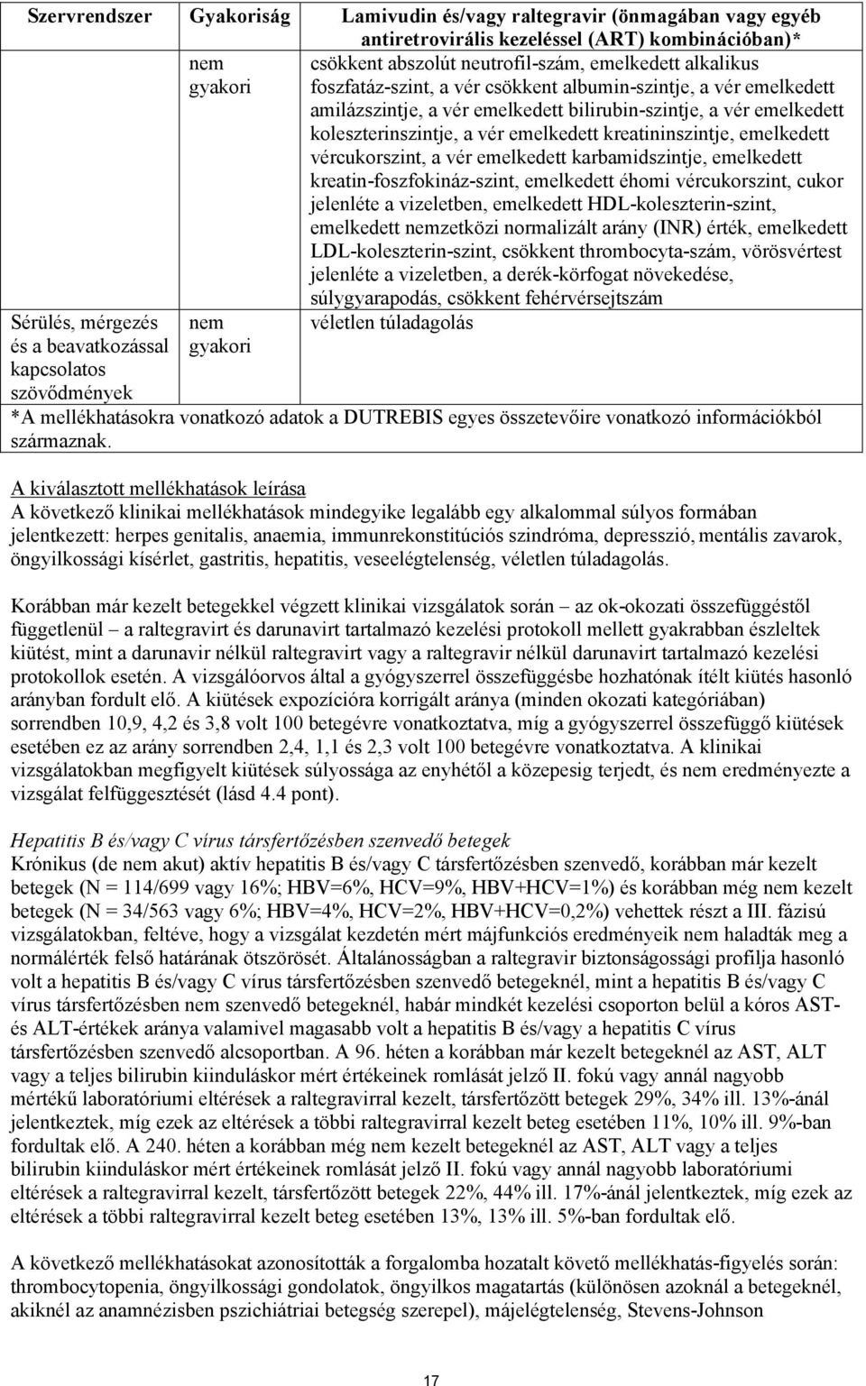 vércukorszint, a vér emelkedett karbamidszintje, emelkedett kreatin-foszfokináz-szint, emelkedett éhomi vércukorszint, cukor jelenléte a vizeletben, emelkedett HDL-koleszterin-szint, emelkedett