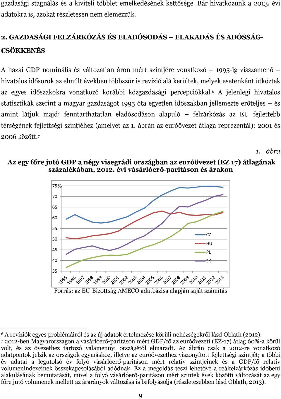 GAZDASÁGI FELZÁRKÓZÁS ÉS ELADÓSODÁS ELAKADÁS ÉS ADÓSSÁG- CSÖKKENÉS A hazai GDP nominális és változatlan áron mért szintjére vonatkozó 1995-ig visszamenő hivatalos idősorok az elmúlt években többször