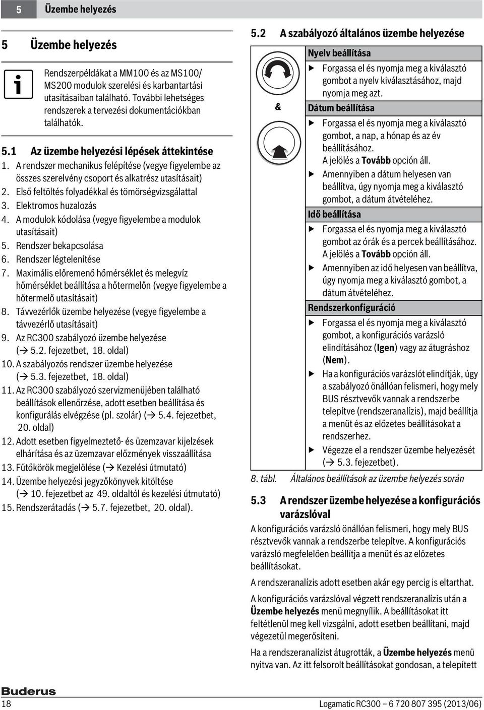 A rendszer mechanikus felépítése (vegye figyelembe az összes szerelvény csoport és alkatrész utasításait) 2. Első feltöltés folyadékkal és tömörségvizsgálattal 3. Elektromos huzalozás 4.