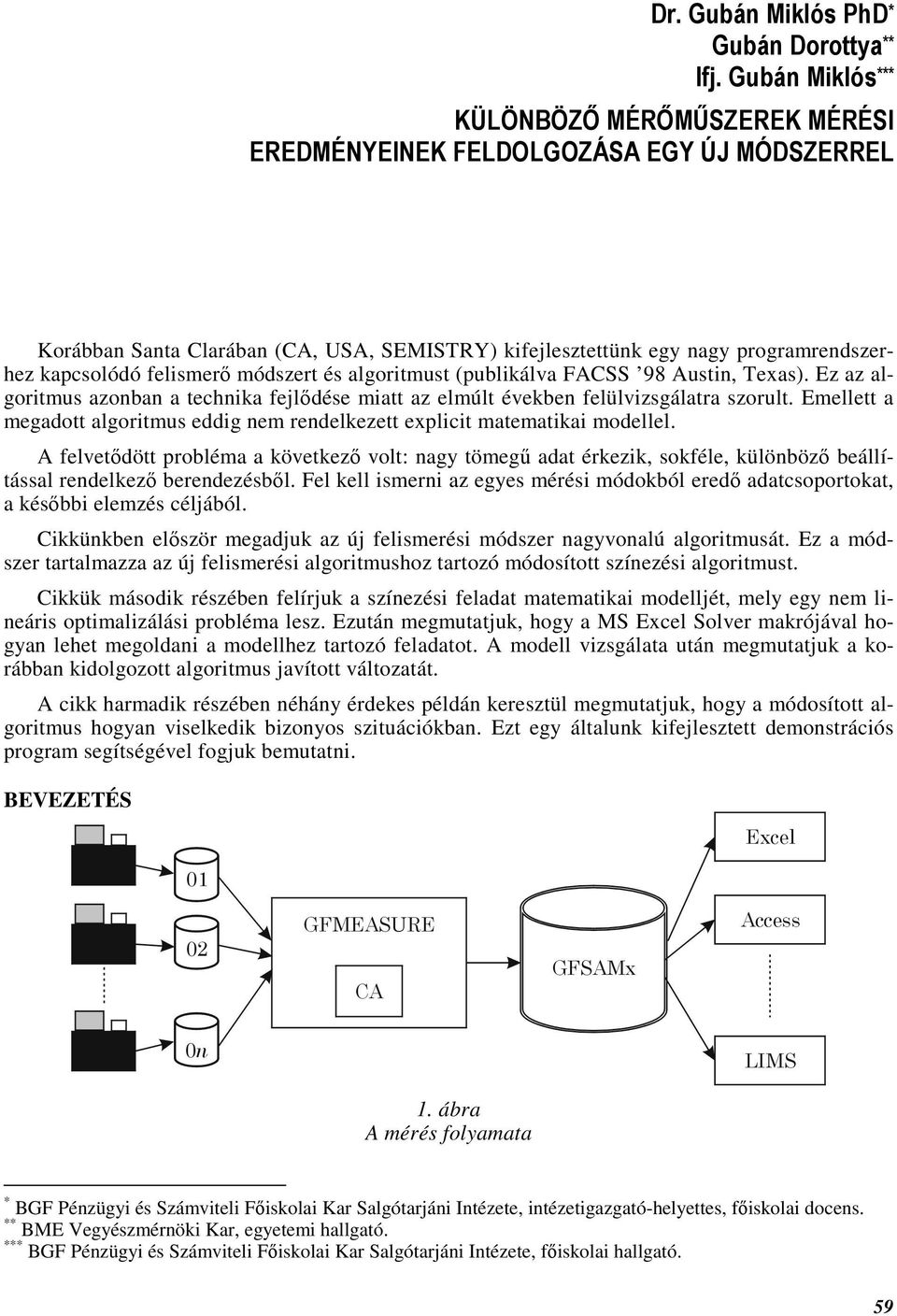 felismerı módszert és algoritmust (publikálva FACSS 98 Austin, Texas). Ez az algoritmus azonban a technika fejlıdése miatt az elmúlt években felülvizsgálatra szorult.