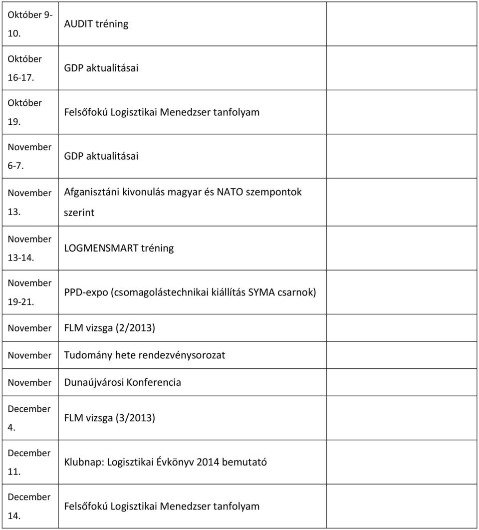 NATO szempontok szerint LOGMENSMART tréning PPD expo (csomagolástechnikai kiállítás SYMA csarnok) FLM vizsga (2/2013)