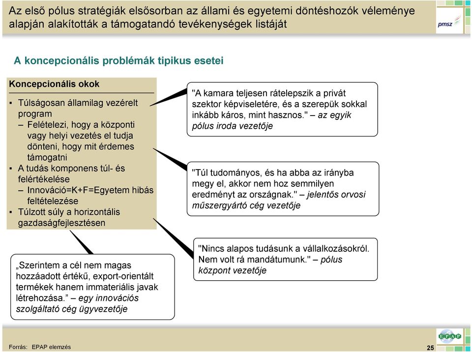 feltételezése Túlzott súly a horizontális gazdaságfejlesztésen Szerintem a cél nem magas hozzáadott értékű, export-orientált termékek hanem immateriális javak létrehozása.