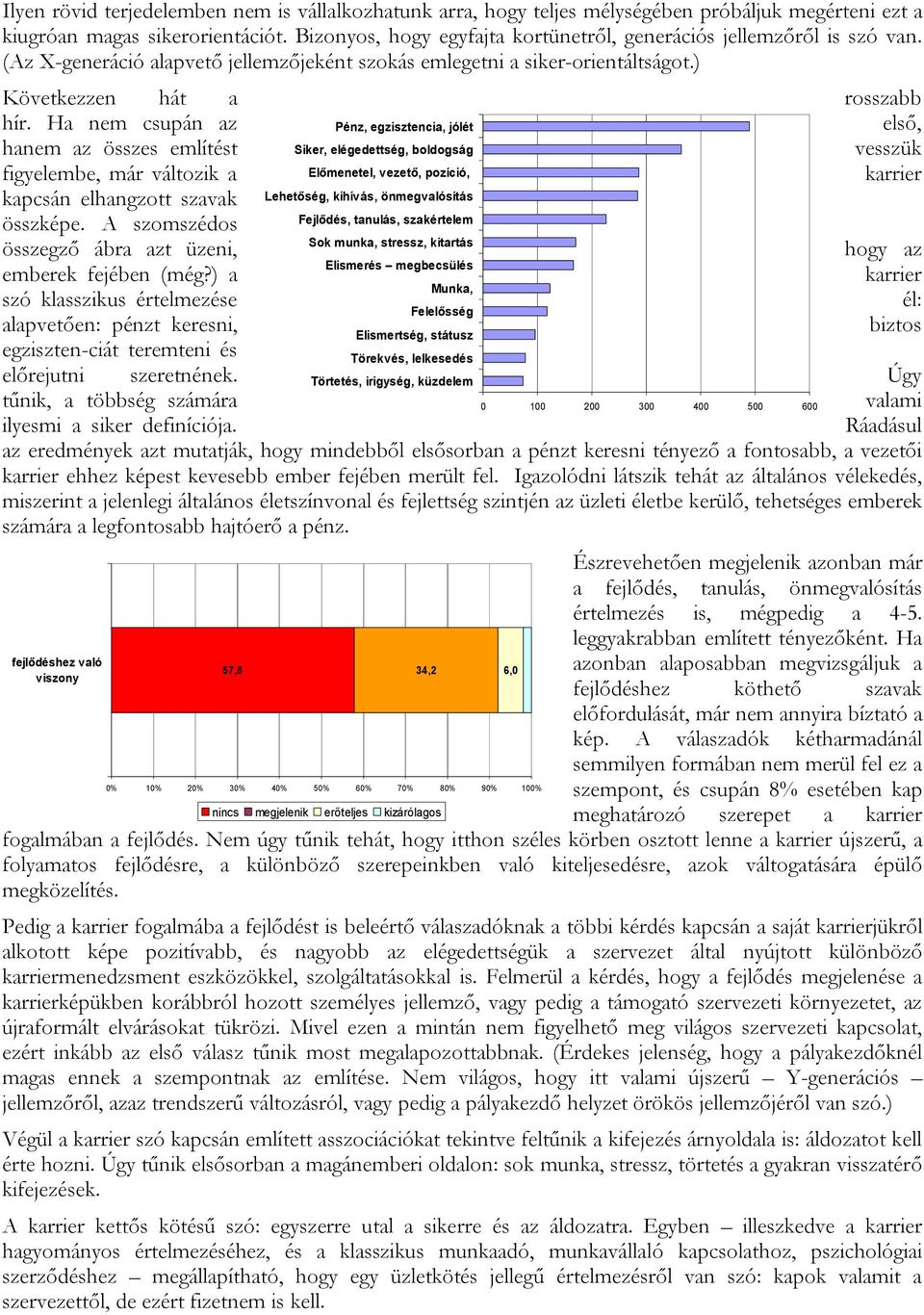 Ha nem csupán az Pénz, egzisztencia, jólét első, hanem az összes említést Siker, elégedettség, boldogság vesszük figyelembe, már változik a Előmenetel, vezető, pozíció, karrier kapcsán elhangzott