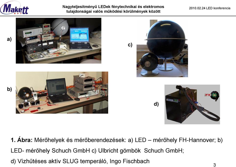 mérőhely FH-Hannover; b) LED- mérőhely Schuch