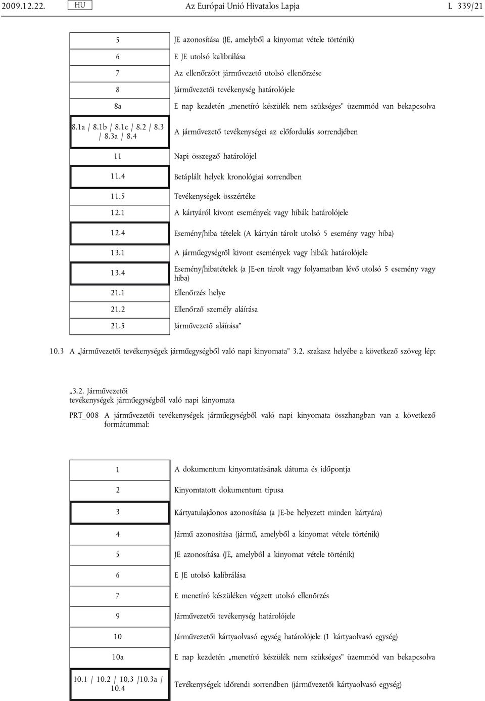 tevékenység határolójele 8a 8.1a / 8.1b / 8.1c / 8.2 / 8.3 / 8.3a / 8.