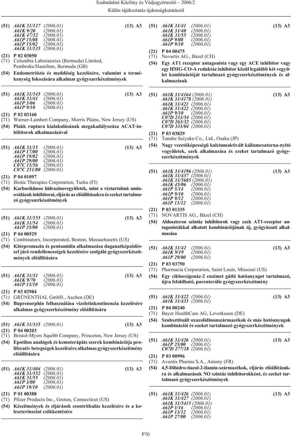 kialakulásának megakadályozása ACAT-inhibitorok alkalmazásával (51) A61K 31/15 A61P 17/00 A61P 19/02 A61P 29/00 C07C 15/56 C07C 251/80 (21) P 04 01097 (71) Biotie Therapies Corporation, Turku (FI)