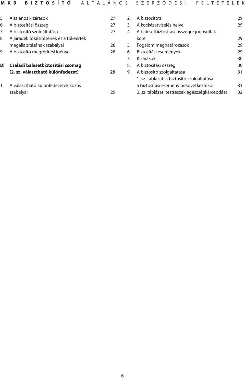 A biztosított 29 3. A kockázatviselés helye 29 4. A balesetbiztosítási összegre jogosultak köre 29 5. Fogalom meghatározások 29 6. Biztosítási események 29 7.