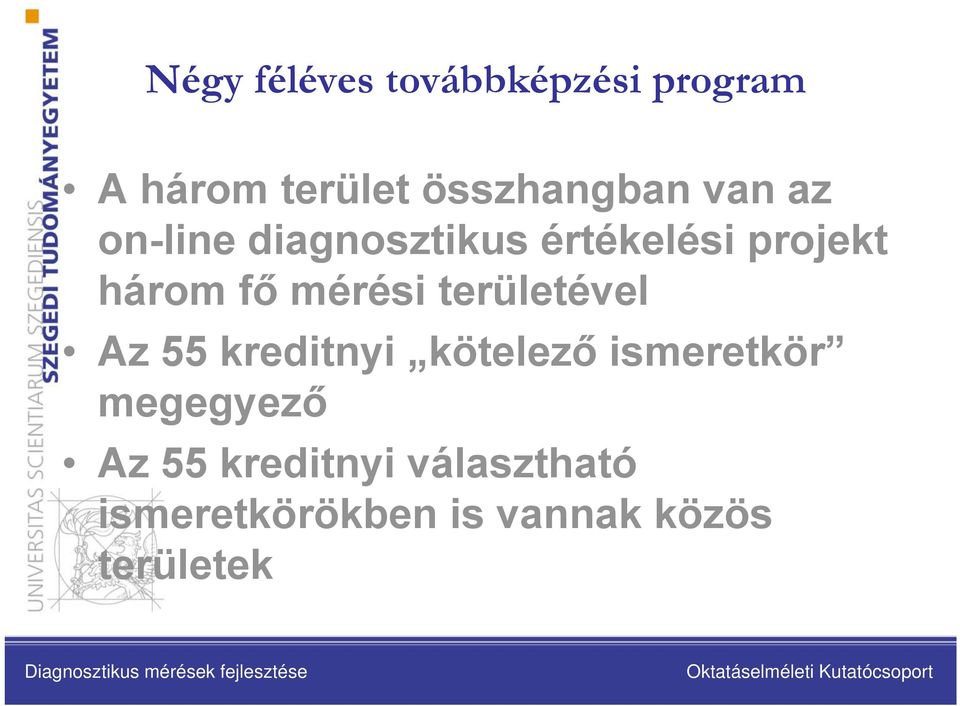 területével Az 55 kreditnyi kötelező ismeretkör megegyező Az 55