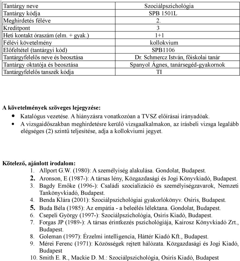 A hiányzásra vonatkozóan a TVSZ előírásai A vizsgaidőszakban meghirdetésre kerülő vizsgaalkalmakon, az írásbeli vizsga legalább elégséges (2) szintű teljesítése, adja a kollokviumi jegyet. 1.