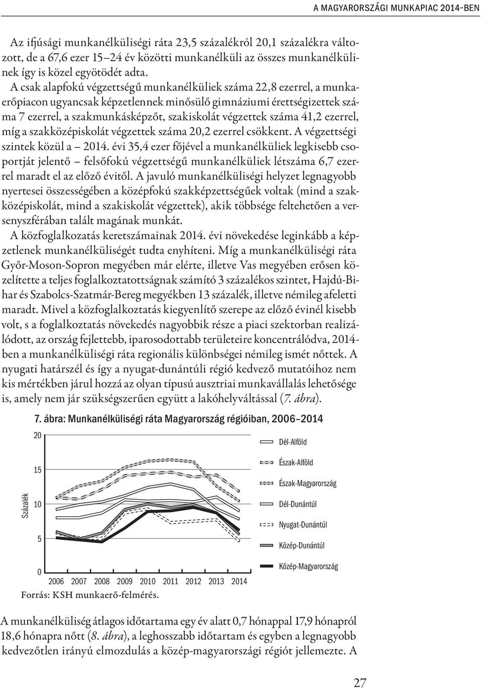 A csak alapfokú végzettségű munkanélküliek száma 22,8 ezerrel, a munkaerőpiacon ugyancsak képzetlennek minősülő gimnáziumi érettségizettek száma 7 ezerrel, a szakmunkásképzőt, szakiskolát végzettek