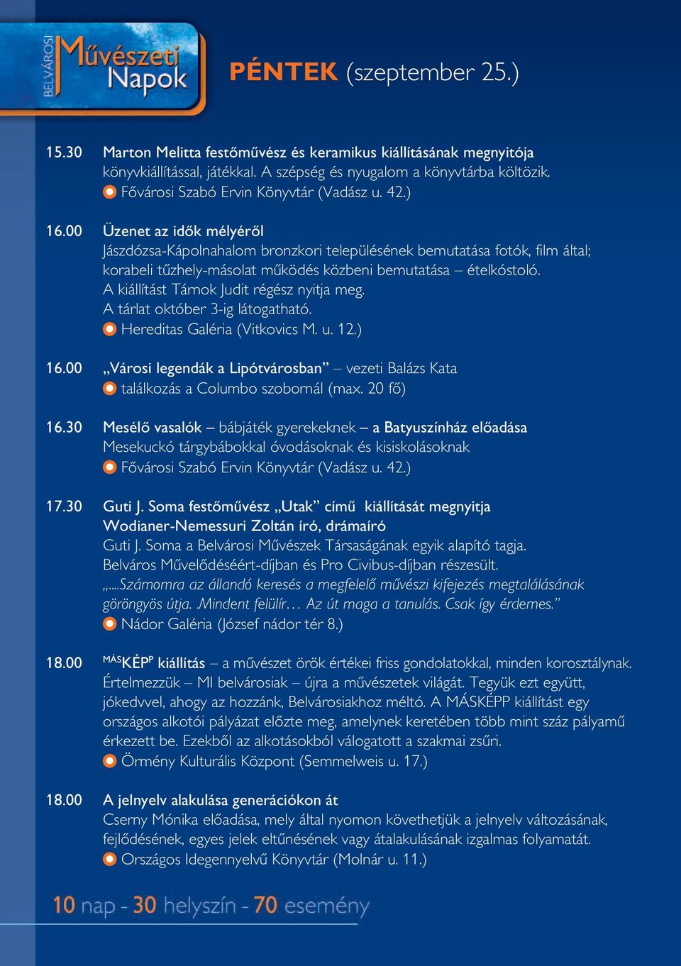 00 Üzenet az idôk mélyérôl Jászdózsa-Kápolnahalom bronzkori településének bemutatása fotók, film által; korabeli tûzhely-másolat mûködés közbeni bemutatása ételkóstoló.