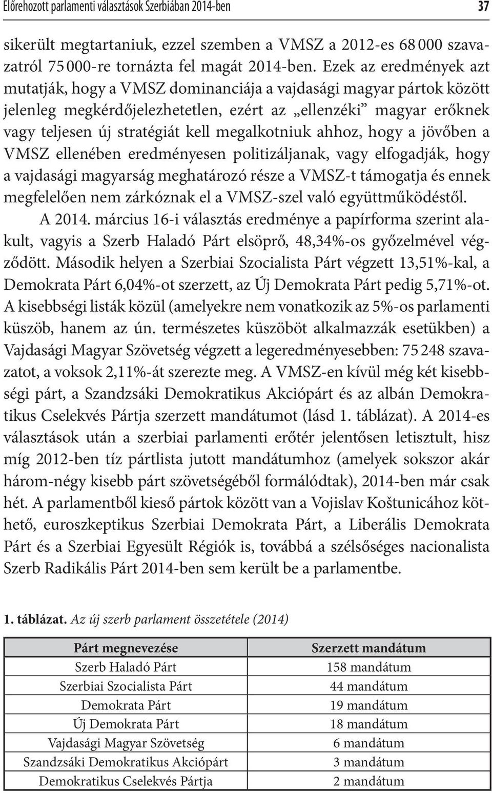 megalkotniuk ahhoz, hogy a jövőben a VMSZ ellenében eredményesen politizáljanak, vagy elfogadják, hogy a vajdasági magyarság meghatározó része a VMSZ-t támogatja és ennek megfelelően nem zárkóznak el