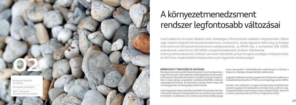 Ebben segít nekünk integrált környezetmenedzsment rendszerünk, amely egyszerre felel meg az Európai Unió prémium környezetmenedzsment-szabályozásának, az EMAS-nak, a nemzetközi ISO 14001 szabványnak,