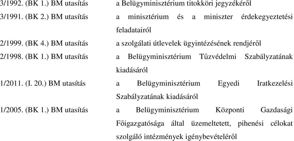 ) BM utasítás a szolgálati útlevelek ügyintézésének rendjéről 2/1998. (BK 1.