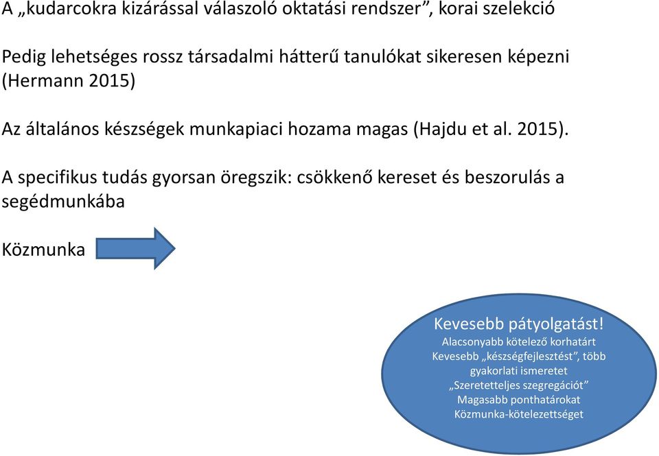 Az általános készségek munkapiaci hozama magas (Hajdu et al. 2015).