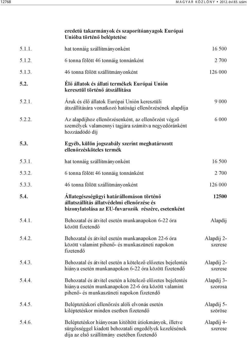 2.2. Az alapdíjhoz ellen rzésenként, az ellen rzést végz személyek valamennyi tagjára számítva negyedóránként hozzáadódó díj 9 000 6 000 5.3.