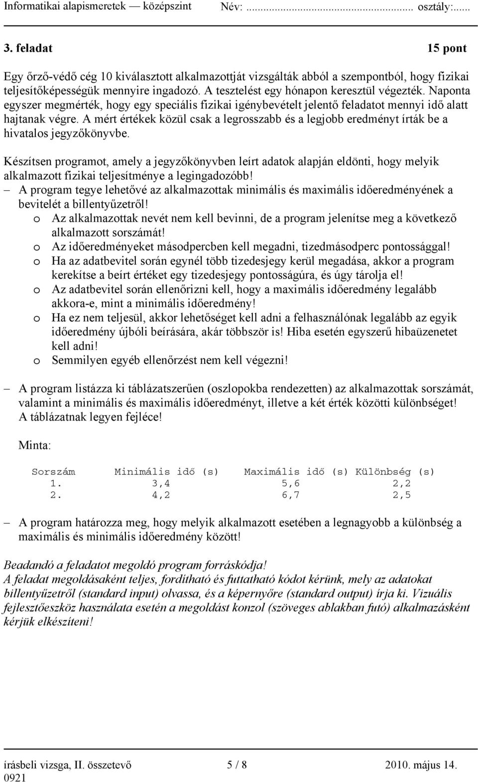 A mért értékek közül csak a legrosszabb és a legjobb eredményt írták be a hivatalos jegyzőkönyvbe.