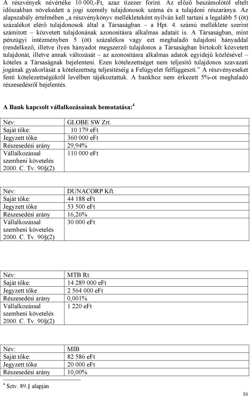 számú melléklete szerint számított közvetett tulajdonának azonosításra alkalmas adatait is.