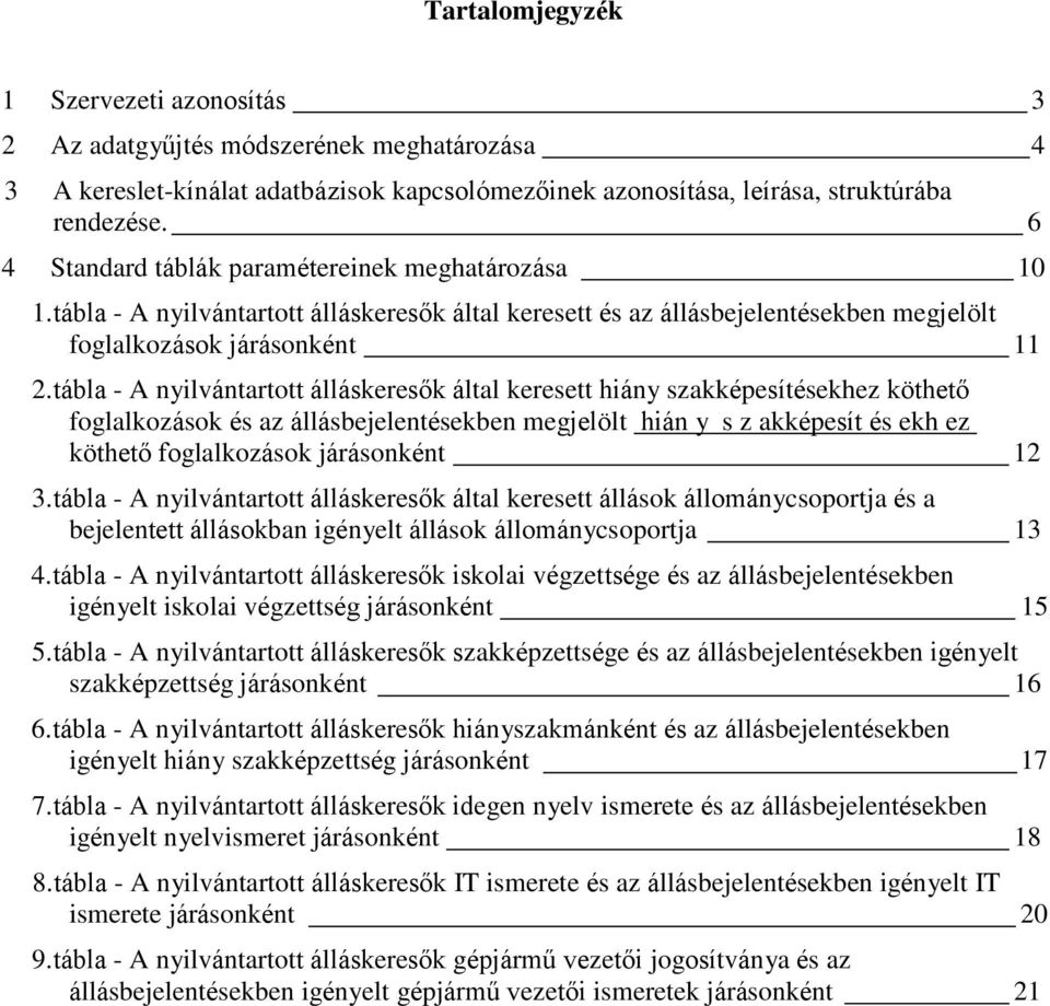 tábla - A nyilvántartott álláskeresők által keresett hiány szakképesítésekhez köthető foglalkozások és az állásbejelentésekben megjelölt hián y s z akképesít és ekh ez köthető foglalkozások