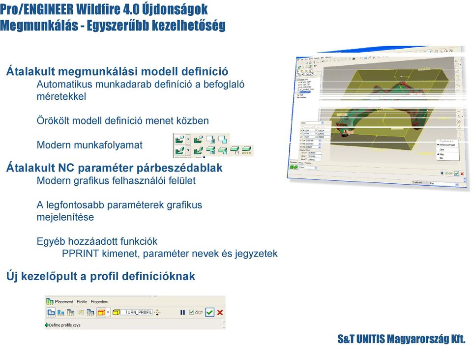 definíció a befoglaló méretekkel Örökölt modell definíció menet közben Modern munkafolyamat Átalakult NC paraméter