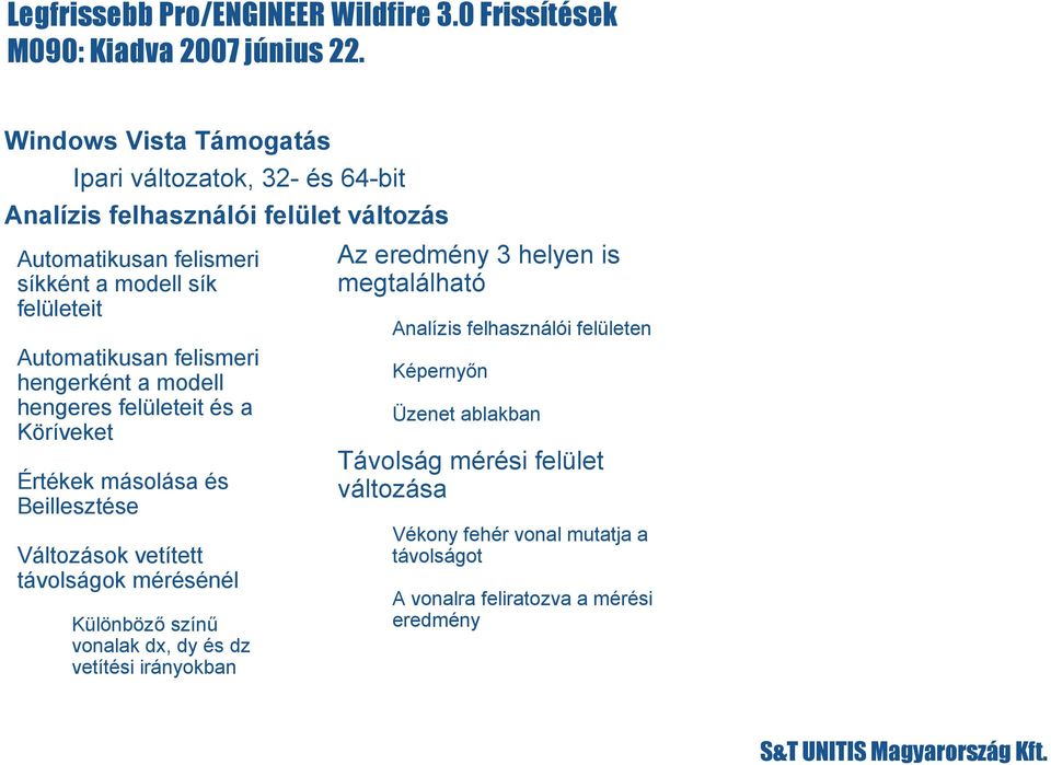 Automatikusan felismeri hengerként a modell hengeres felületeit és a Köríveket Értékek másolása és Beillesztése Változások vetített távolságok mérésénél