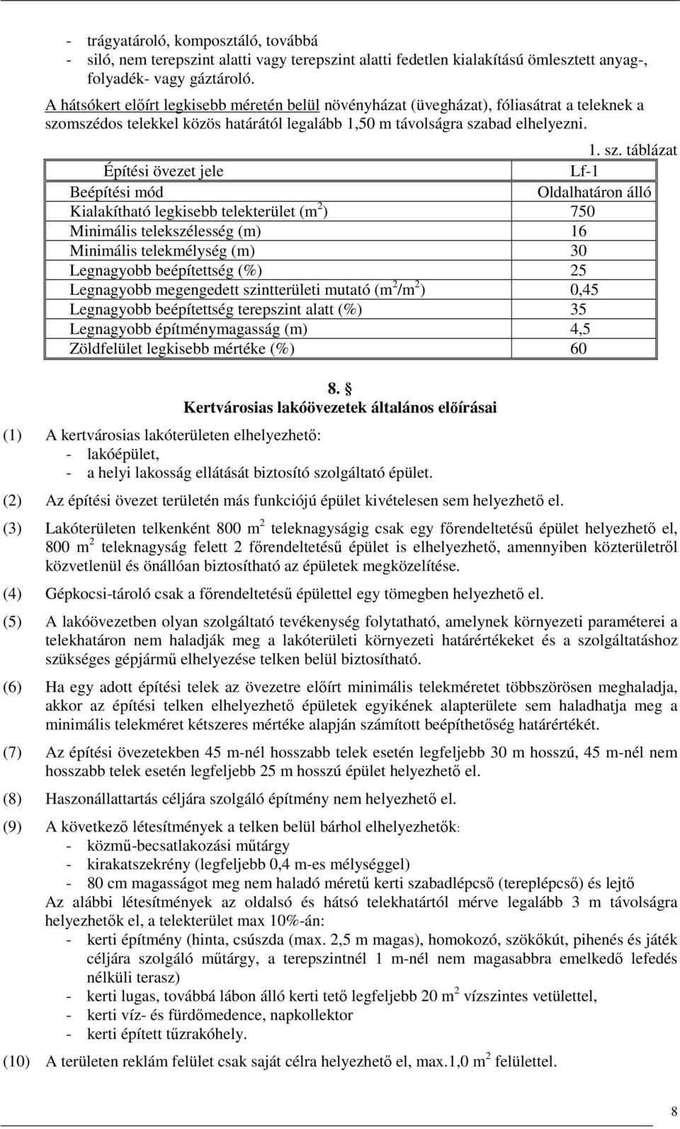 mszédos telekkel közös határától legalább 1,50 m távolságra sza