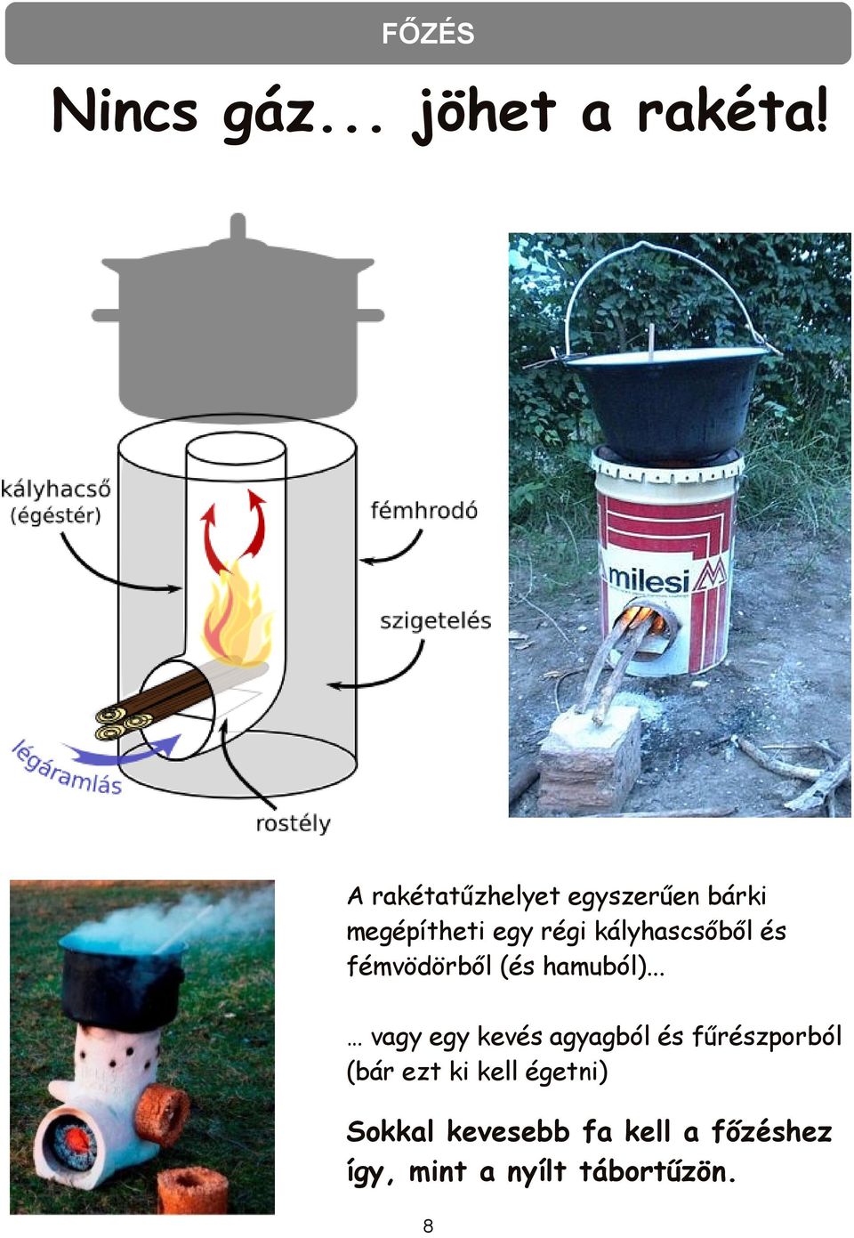 kályhascsőből és fémvödörből (és hamuból).