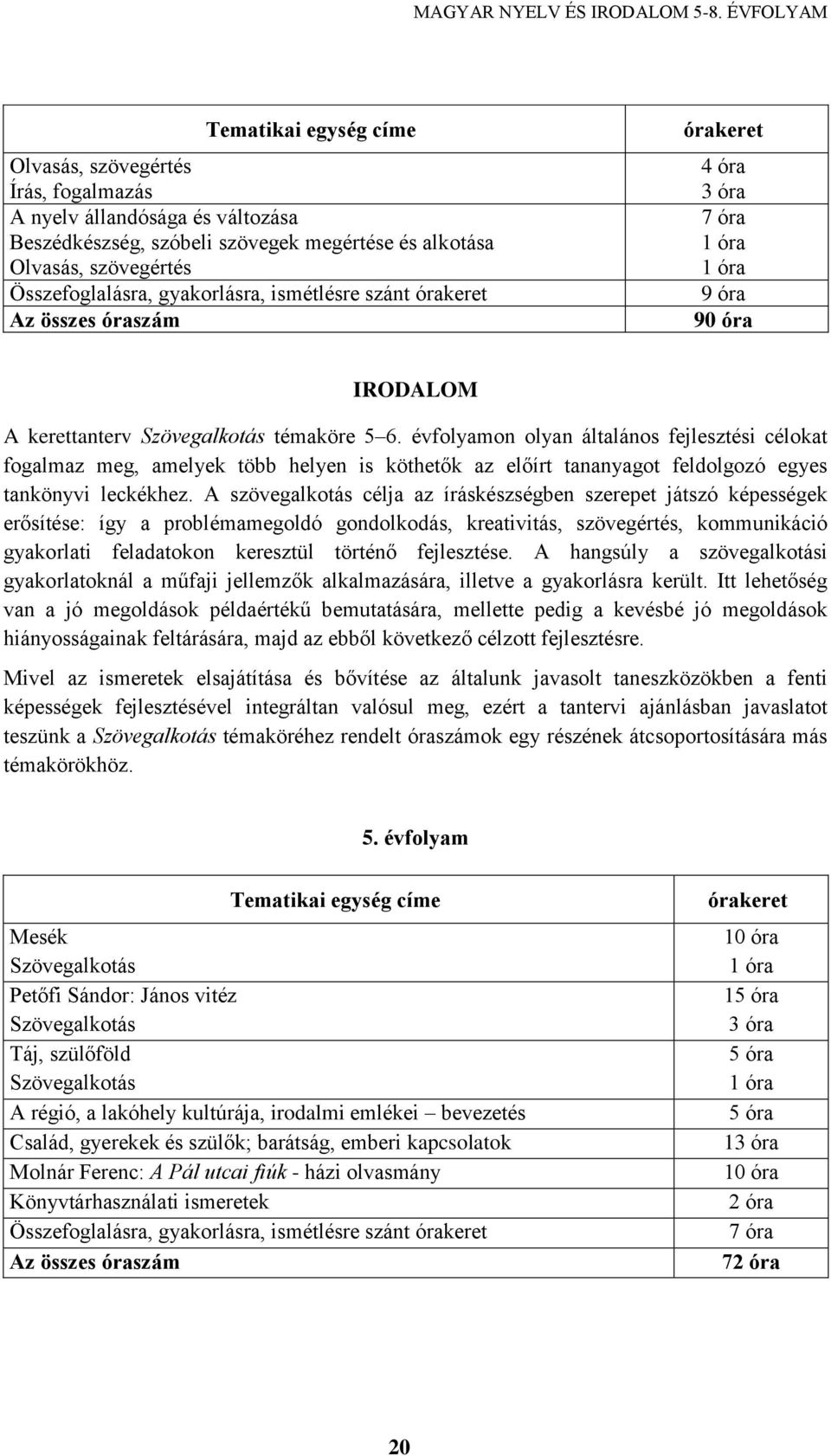 évfolyamon olyan általános fejlesztési célokat fogalmaz meg, amelyek több helyen is köthetők az előírt tananyagot feldolgozó egyes tankönyvi leckékhez.